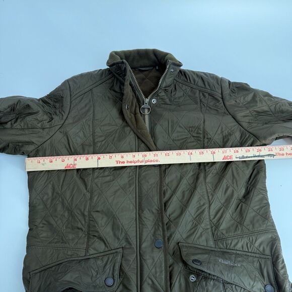 Barbour Cavalry Polarquilt Riding Jacket Fleece Lined Quilted Olive Green US 12 - Picture 9 of 11